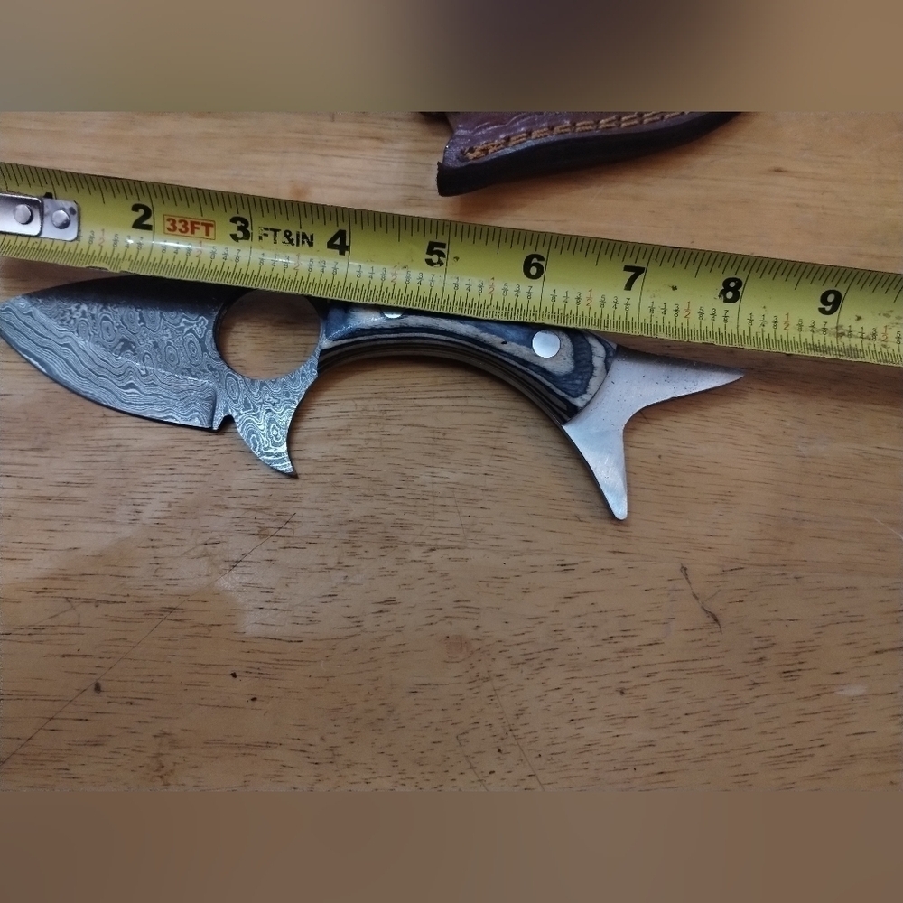 New Damascus steel blade men's hunting knife with sheath - Picture 8 of 9